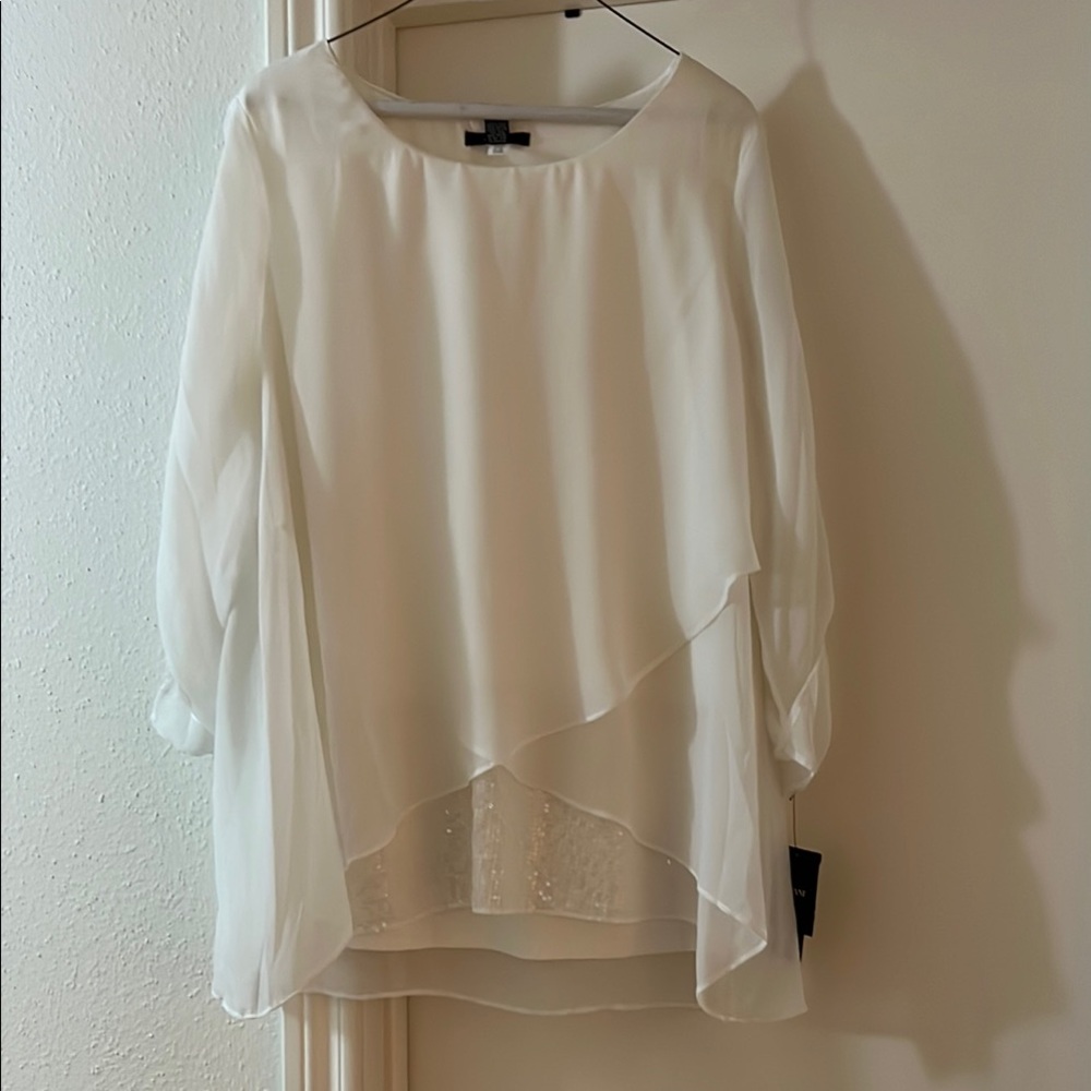 Alfani White Layered Blouse